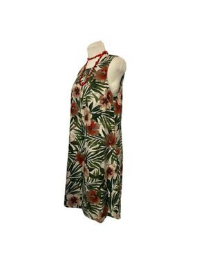 Anne Klein Floral Tropical Green Print Sleeveless Dress Size 6